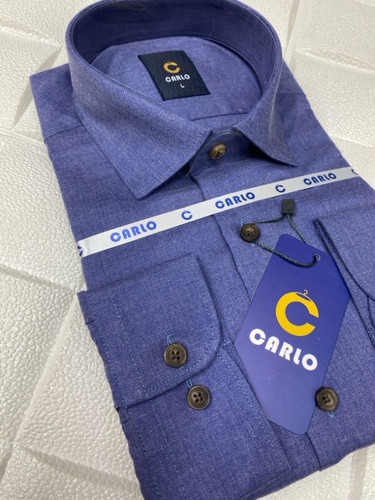 پیراهن مردانه پارچه نخی آبی همای من