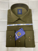 پیراهن مردانه آستین بلند تترون ساده سبز ماشی همای من
