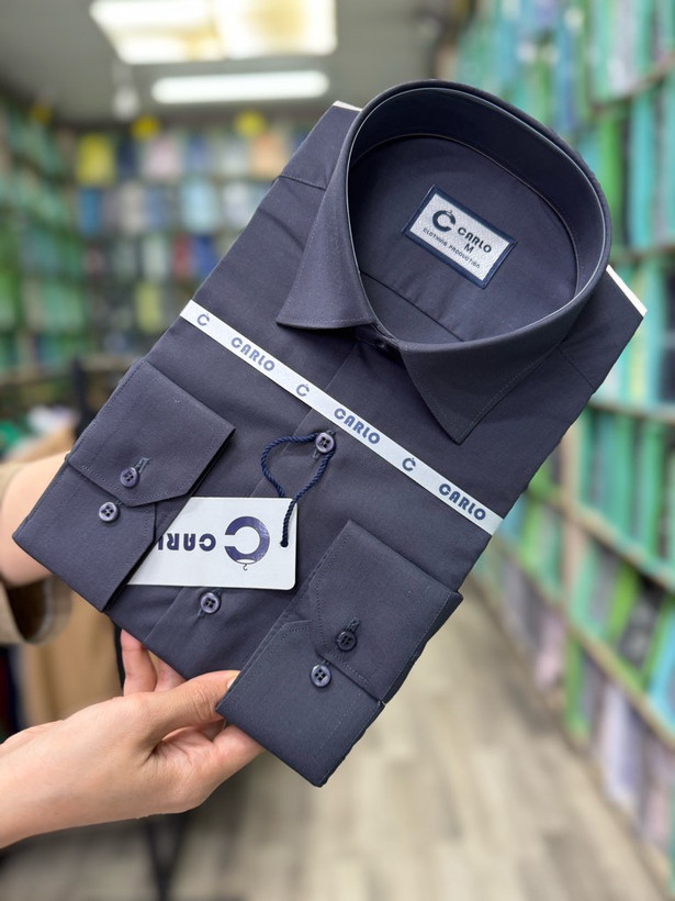 پیراهن مردانه آستین بلند تترون ساده نوک مدادی همای من