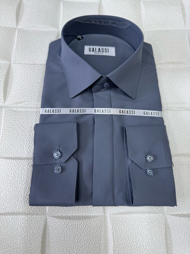 پیراهن کلاسیک اسلیم فیت دکمه مخفی همای پارچه دوشین