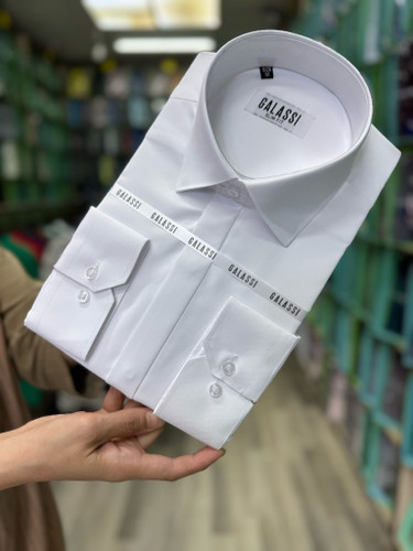 پیراهن کلاسیک اسلیم فیت دکمه مخفی پارچه دوشین همای من