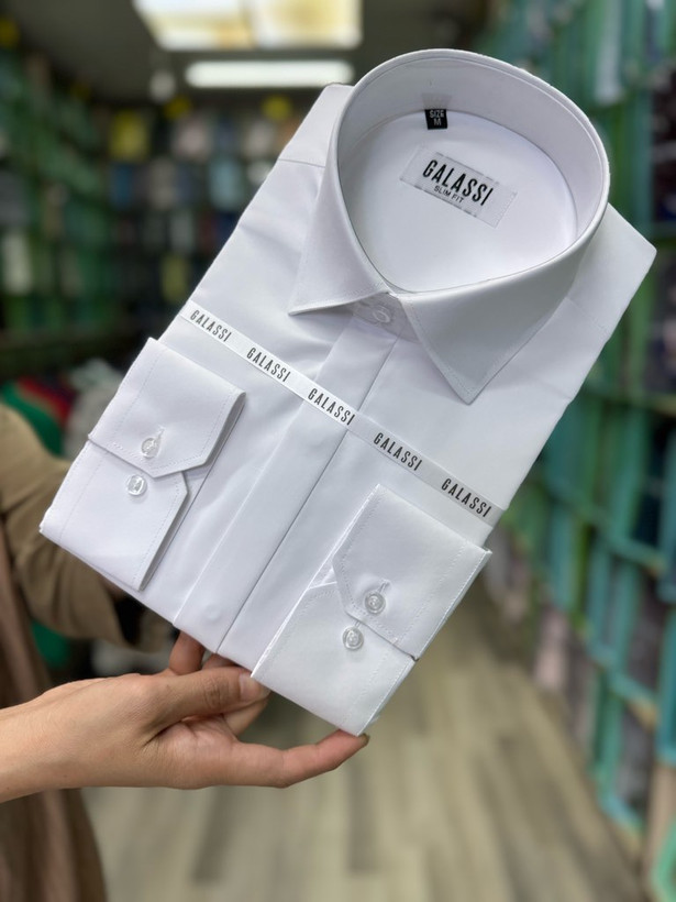 پیراهن کلاسیک اسلیم فیت دکمه مخفی پارچه دوشین همای من