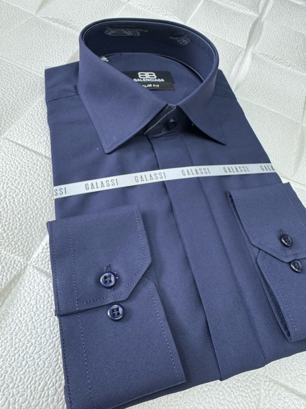 پیراهن کلاسیک اسلیم فیت دکمه مخفی پارچه دوشین همای