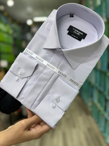 پیراهن مردانه آستین بلند پارچه دوشین استخوانی اسلیم فیت همای