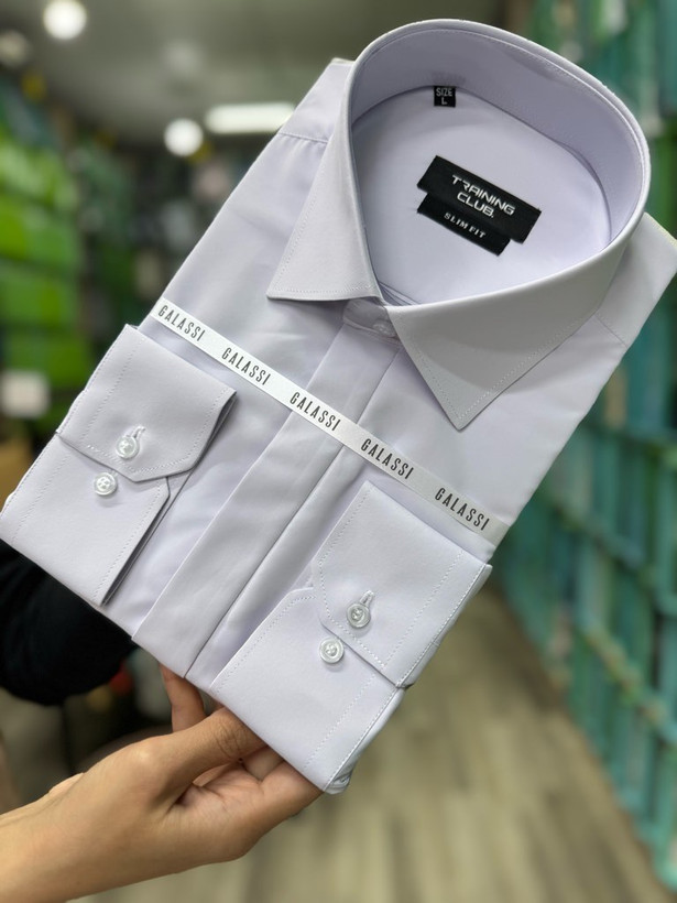 پیراهن مردانه آستین بلند پارچه دوشین استخوانی اسلیم فیت همای