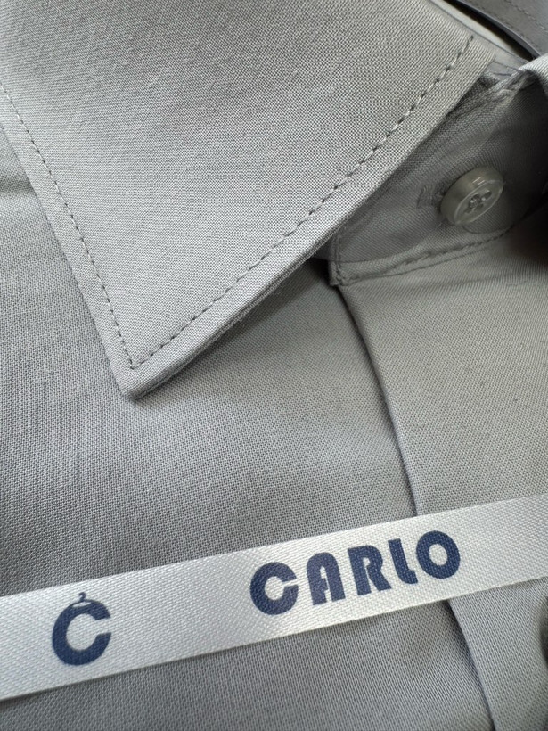 پیراهن مردانه تترون ساده طوسی روشن پارچه بروجرد Homaymen