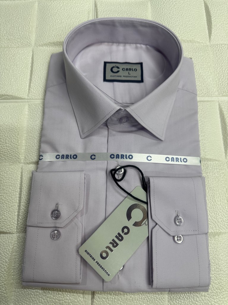 پیراهن مردانه آستین بلند قواره آزاد دوخت فرنگی یاسی روشن پارچه بروجرد ۱۰۰۳۲