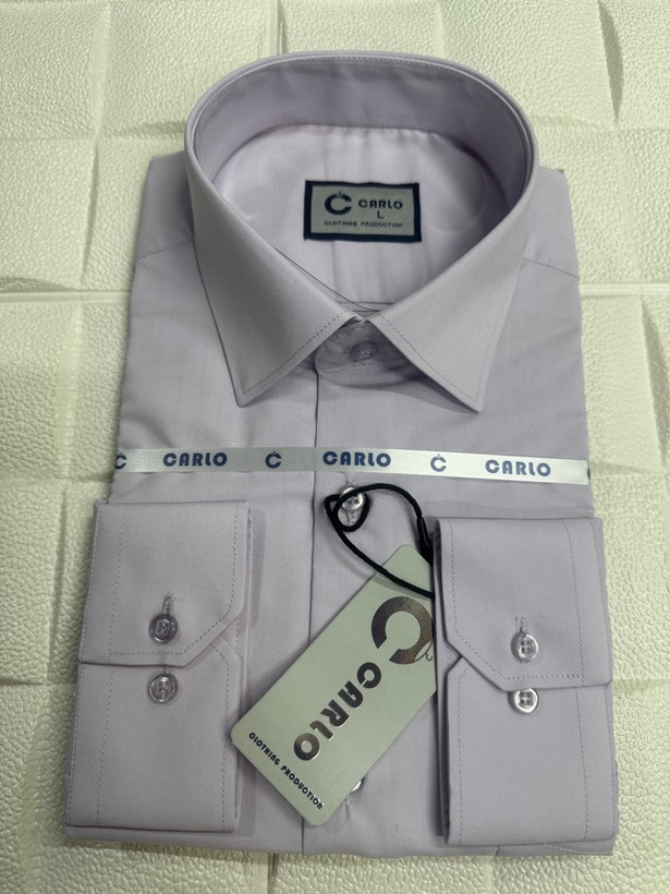 پیراهن مردانه آستین بلند قواره آزاد دوخت فرنگی یاسی روشن پارچه بروجرد ۱۰۰۳۲