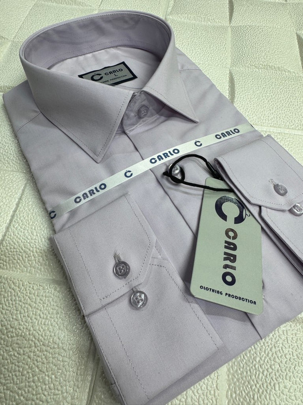 پیراهن مردانه آستین بلند قواره آزاد دوخت فرنگی یاسی روشن پارچه بروجرد ۱۰۰۳۲