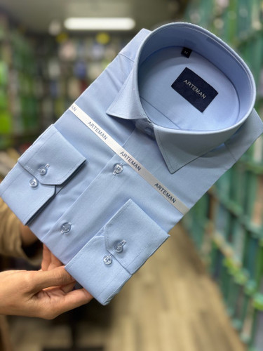 پیراهن مردانه تترون بروجرد آبی روشن homaymen