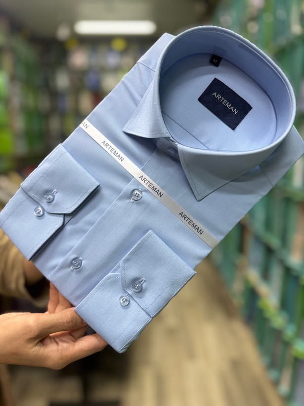 پیراهن مردانه تترون بروجرد آبی روشن homaymen