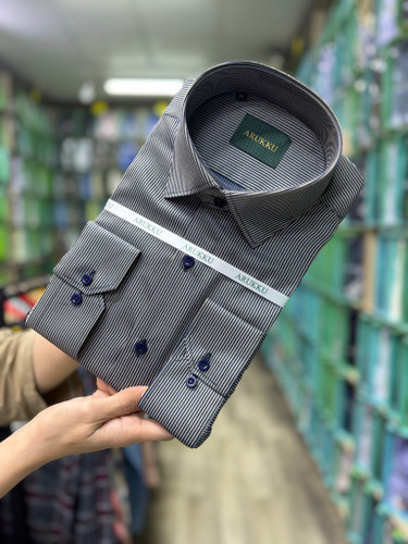 پیراهن مردانه آستین بلند کلاسیک راه راه همای من