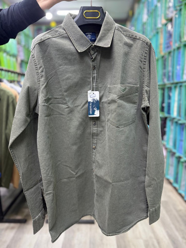 پیراهن کتان کش سنگ شور آستین بلند قواره آزاد