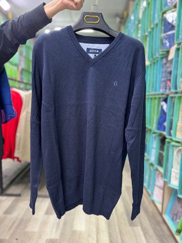 بلوز یقه هفت قواره آزاد سلانیک بافت نرم رنگ سرمه ای همای