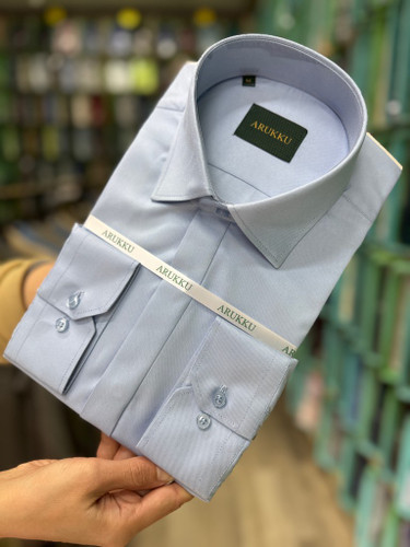 پیراهن مردانه فلورا آبی روشن بدون جیب دکمه مخفی قواره آزاد همای