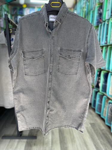 پیراهن کتان کش سنگ شور آستین کوتاه دو جیب قواره آزاد همای