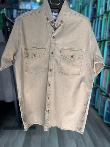 پیراهن کتان کش سنگ شور آستین کوتاه دو جیب قواره آزاد همای