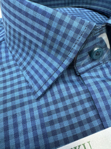 پیراهن مردانه چارخونه نخی آستین بلند تک جیب قواره آزاد همای