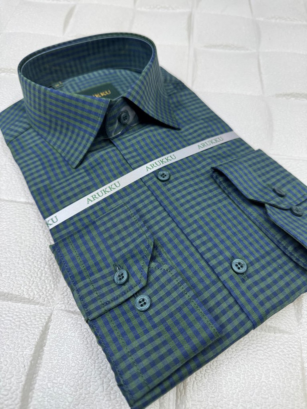 پیراهن مردانه چارخونه نخی آستین بلند تک جیب قواره آزاد همای