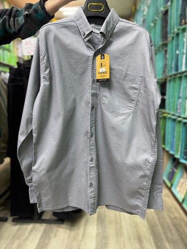 پیراهن کتان برداشت سنگ شور کش آستین بلند تک جیب طوسی روشن قواره آزاد همای