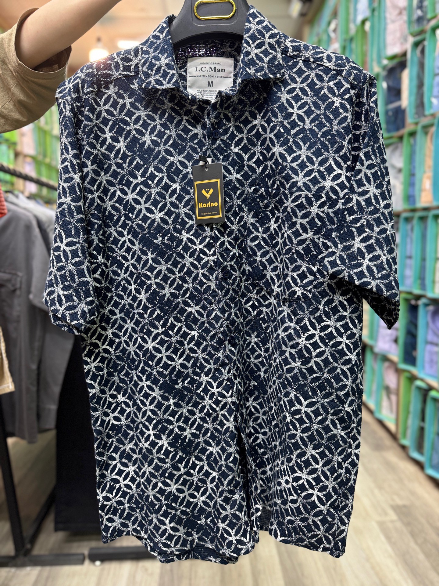 پیراهن آستین کوتاه کنفی چاپی قواره آزاد همای کد 66060